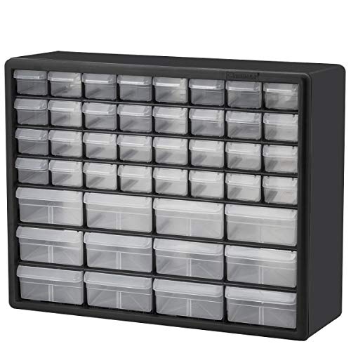 Akro-Mils 10144, 44 Drawer Plastic Parts Storage Hardware and Craft Cabinet, 20-Inch W x 6.37-Inch D x 15.81-Inch H, Black - WoodArtSupply