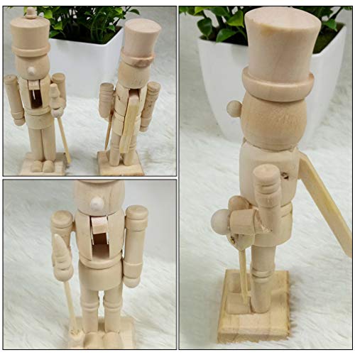 BESTOYARD 3pcs Unfinished Wood Nutcracker Ornaments Unpainted DIY Walnut Nutcracker Soldier Xmas Decoration Puppet Toys (Random Pattern) BESTOYARD