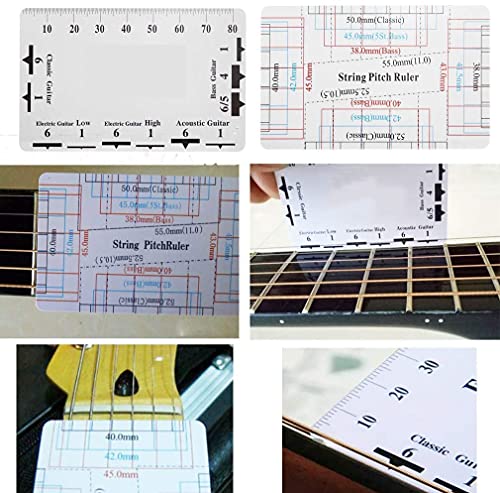 TIMESETL Guitar Repairing Maintenance Tools Kit String Organizer String Action Ruler Gauge Measuring Tool Hex Wrench Set Files Fingerboard Guard - WoodArtSupply