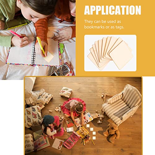 Sewroro 10pcs Square Wood Chips Blank Wood Slices Ornament Crafts Wooden Blank Tiles Square Wooden Cutouts Wooden Embellishment Squares Cutout Sewroro