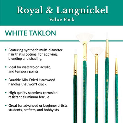 Royal Brush Manufacturing Royal and Langnickel Zip N' Close 12-Piece Brush Set, White Taklon - WoodArtSupply