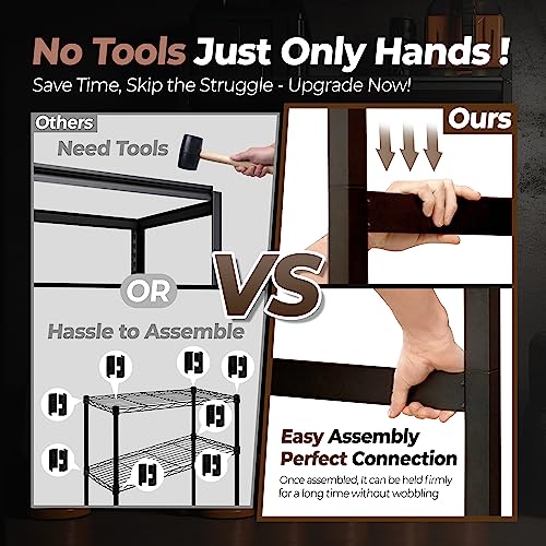 HOMEDANT House Z-Beam 48" Wide Heavy Duty Garage Storage Shelving Adjustable 5-Tier Metal Shelves Laminated Wood Organization Shelf Industrial HOMEDANT