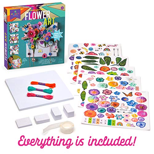 Craft-tastic – Design Your Own Flower Art Canvas – Craft Kit – Arrange Paper Flowers & Pre-cut Designs to Create Personalized Art, Multi
