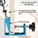 Pocket Hole Jig Kit with Drill Guide Joint Pocket Hole Jig 15 Degree Woodworking Inclined Hole Adjustable DIY Woodworking Tools Carpentry Locator EUASOO