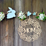 PartyKindom 10pcs Mother's Day Pendant Wooden Embellishments Mother s Day Party Decor Unfinished Wood Cutouts decoraciones para salas de casa Wreath PartyKindom