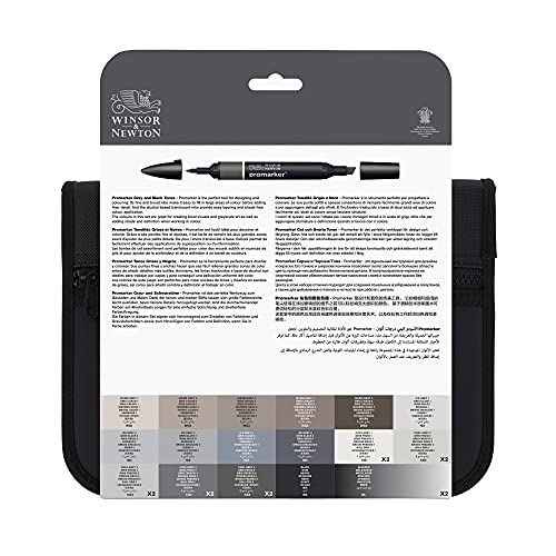 Winsor & Newton ProMarker - Set of 24 - Grey & Black Tones - WoodArtSupply