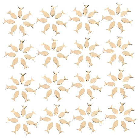 TEHAUX 100 Pcs Wooden Solid Fish Unfinished Wooden Slices Pendants Paint Wooden Crafts for Kids Blank Fish Wood Fish Unfinished Wood DIY Wood Chips TEHAUX