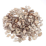 300Pcs Wooden Embellishments,Mushroom Squirrel Shape Wooden Cutouts Wooden Scrapbooking DIY Handmade Crafts Children Graffiti Home Decor Wooden Leaf Haiabei