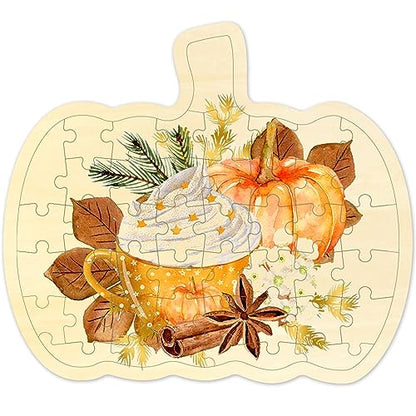 Blank Puzzle Pumpkin Shape with 43 Pieces to Draw on, Blank Wooden Jigsaw Puzzle with Puzzle Tray for Fall Season & Halloween, Custom Puzzle - WoodArtSupply