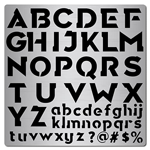 GORGECRAFT 6.3 Inch Metal Letter Stencil Stainless Steel Lettering Alphabet Symbol Painting Template Number Stencils Journal Tool for Painting, Wood - WoodArtSupply