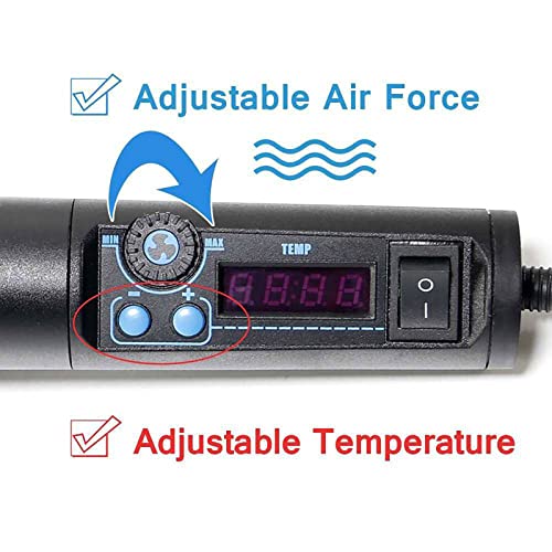 Heat-Gun-Vinyl-Heat-Shrink Rework Station iHGun-1 650W Accuracy Air Force and Temperature Adjustable LED Display - WoodArtSupply