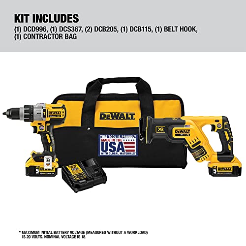 DEWALT 20V MAX* XR Cordless Drill Combo Kit, Brushless, 5.0-Ah, 2-Tool (DCK294P2) DEWALT