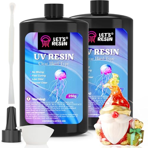 LET'S RESIN UV Resin, Upgraded 500g Crystal Clear UV Resin Hard, Low Odor Ultraviolet Epoxy Resin, UV Light Cure Solar Sunlight Activated Glue for