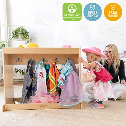 ECR4Kids Streamline Toddler Dress-Up Island, Costume Organizer, Natural, 35.8x20x30 inches - WoodArtSupply