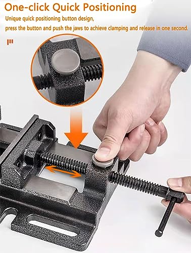 MYTEC Drill Press Vise, 3.0" Black, Quick Release Workbench Industrial Vise Clamp, High-grade cast steel Bench Clamp - WoodArtSupply