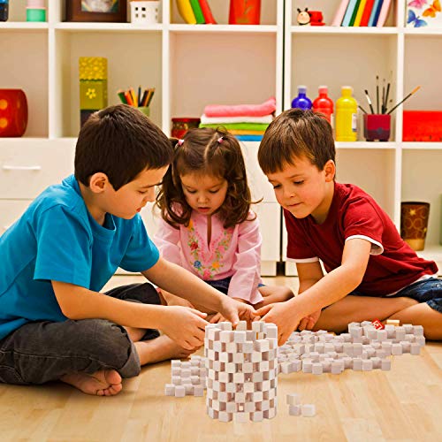 Wood Blocks, 200 Pack Counting Cubes Square Wood Craft Cube Blocks Wooden Blocks Building Blocks,Square Blank Puzzle Making and DIY Craft Cube Coobbar