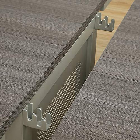 nbf signature series at Work Expandable Conference Table 12' Warm Ash Laminate Top/Brushed Nickel Painted Steel Leg with Modesty Panel nbf signature series
