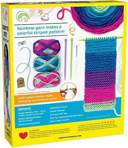 Creativity for Kids Learn to Knit Pocket Scarf - DIY Knitting Kit for Beginners, Kids Craft Kit