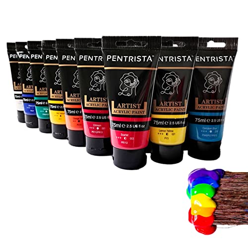 PENTRISTA Acrylic Paint,20 Colors (75ml/2.54oz) Acrylic Paint Set,Heavy Body Acrylic Paints,Rich Pigment, Water Proof, Acrylic Paint Sets for Adults, - WoodArtSupply