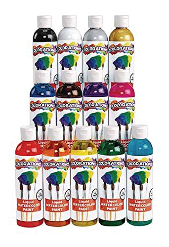 Colorations Classic Colors Liquid Watercolor Paint, Art Supplies, Set of 13 Liter Bottles In Vibrant Colors, Classroom Projects, Non Toxic, Easy Wash - WoodArtSupply