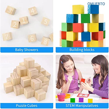 50Pcs Wooden Cubes 1inch Natural Wooden Blocks Unfinished Wood Blocks for Wood Crafts Blank Wood Square Blocks for Crafts and DIY Projects Puzzle
