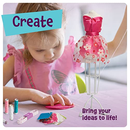 Fashion Design Studio - Sewing Kit for Kids - Designer Dress Girls Arts Crafts Kits Ages 6, 7, 8, 9, 10, 11, 12 Age - Learn to Sketch, Sew, Style - Pretty Me
