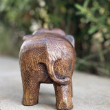 Land of Simple Treasures Hand Carved Wooden Elephant Statue - Wood Elephant Carving from Thailand - Feng Shui Elephant Figure - Brown, 5.5 Inches Land of Simple Treasures