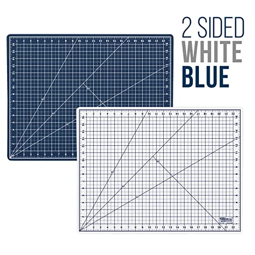 U.S. Art Supply - Pack of 2-18" x 24" White/Blue Professional Self Healing 5-6 Layer Double Sided Durable Non-Slip Cutting Mat Great for U.S. Art Supply