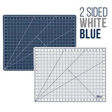 U.S. Art Supply - Pack of 2-18" x 24" White/Blue Professional Self Healing 5-6 Layer Double Sided Durable Non-Slip Cutting Mat Great for U.S. Art Supply
