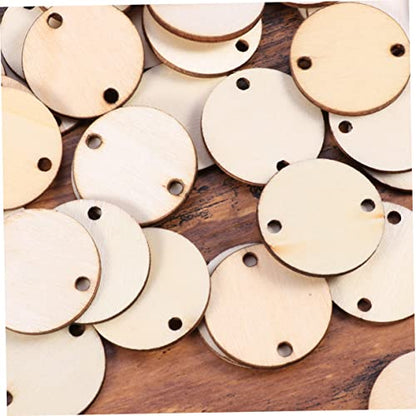 USHOBE 50pcs Wooden Circles for Crafts Wall Pediments Wooden Circle Discs Circle Tags Unfinished Wooden Slices Wooden Birthday Calendar Family