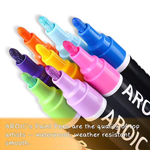 AROIC 16Pack Oil-Based Painting Marker Pen Set on Rock,Wood,Fabric,Metal,Plastic,Glass,Canvas,Mugs,Waterproof,DIY Craft and More