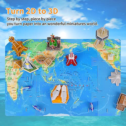 3D Puzzles for Kids World Trip Collection Toys Architecture Building Model Kits, DIY 3D Jigsaw Puzzles Educational Fun Assembly Crafts Birthday Gift