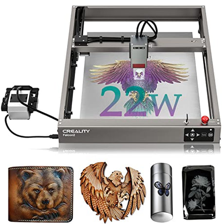 Official Creality Falcon 2 Laser Engraver 22W Falcon2 Cutter Machine, Strong Power Magical Colorful Engraving 25000mm/min Ultra-Fast New Integrated Creality