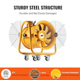 VEVOR Portable Blower Explosion Proof Utility Fan 16 inch, 4240 CFM Heavy Duty Cylinder Exhaust Fan With 16.4ft Power Cord - No Plug, Industrial VEVOR