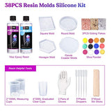 LET'S RESIN Epoxy Resin,Resin Coaster Molds Kit,16oz Resin Starter Kit for Beginners,Include Epoxy Resin,Coaster Molds, and Mica Powder for Resin LET'S RESIN