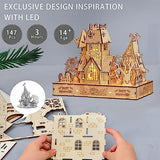 3D Wooden Halloween Haunted House Puzzles, Wood Creative Glow in The Dark Haunted House Puzzle, Assembly Model Building Kits to Build for Adults & varbertos