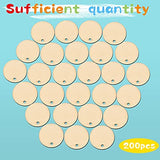 200 Pieces Unfinished Blank Wood Circle Pendants Round Disc Circle Wood Pieces Round Wooden Disk with Hole Small Wooden Pendant for Craft Decoration Jetec
