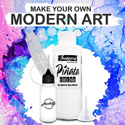 Jacquard Pinata White Alcohol Ink Made in USA - Blanco Blanco Color 4fl oz - Works Great with Resin and Yupo - Pinata Alcohol Inks - White Ink - WoodArtSupply