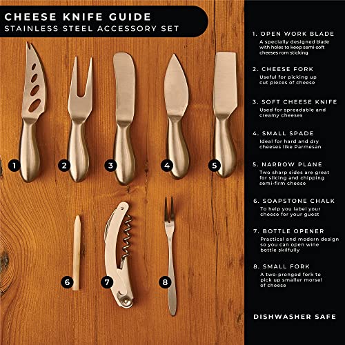 Premium Oval Charcuterie Board Cheese Board Set: Acacia Wood, Stainless Steel Knives - Christmas Gifts for Women, House Warming Gifts Ideas, New Real Life Living