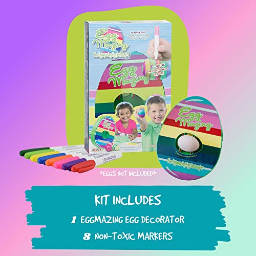The EggMazing Easter Egg Mini Decorator Kit Arts and Crafts Set - Includes Egg Decorating Spinner and 6 Markers [Packaging May Vary] The Eggmazing Egg Decorator