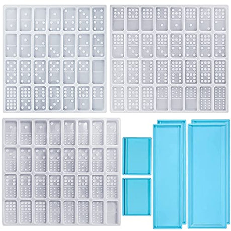4 Packs Domino Molds and Dominoes Box Molds, CNYMANY 92 Cavities Double 12 Silicone Epoxy Resin Casting Jumbo Mold Clay Mold Storage Box Mold for DIY CNYMANY