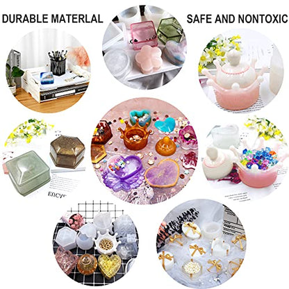 EuTengHao Resin Molds 43Pcs Silicone Molds for Resin, Epoxy Resin Crown Shape Mold Heart Shape Mold with Mica Powder for Storage Box Jewelry Trinket - WoodArtSupply