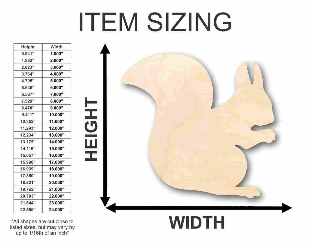 Unfinished Wood Squirrel Shape - Animal - Craft - up to 24" DIY 6" / 1/4" 24 Hour Crafts