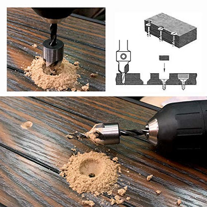 COMOWARE Countersink Drill Bits Set- 7Pcs Counter Sink Bit for Wood High Speed Steel, Woodworking Carpentry Reamer with 1 Free Hex Key Wrench - WoodArtSupply