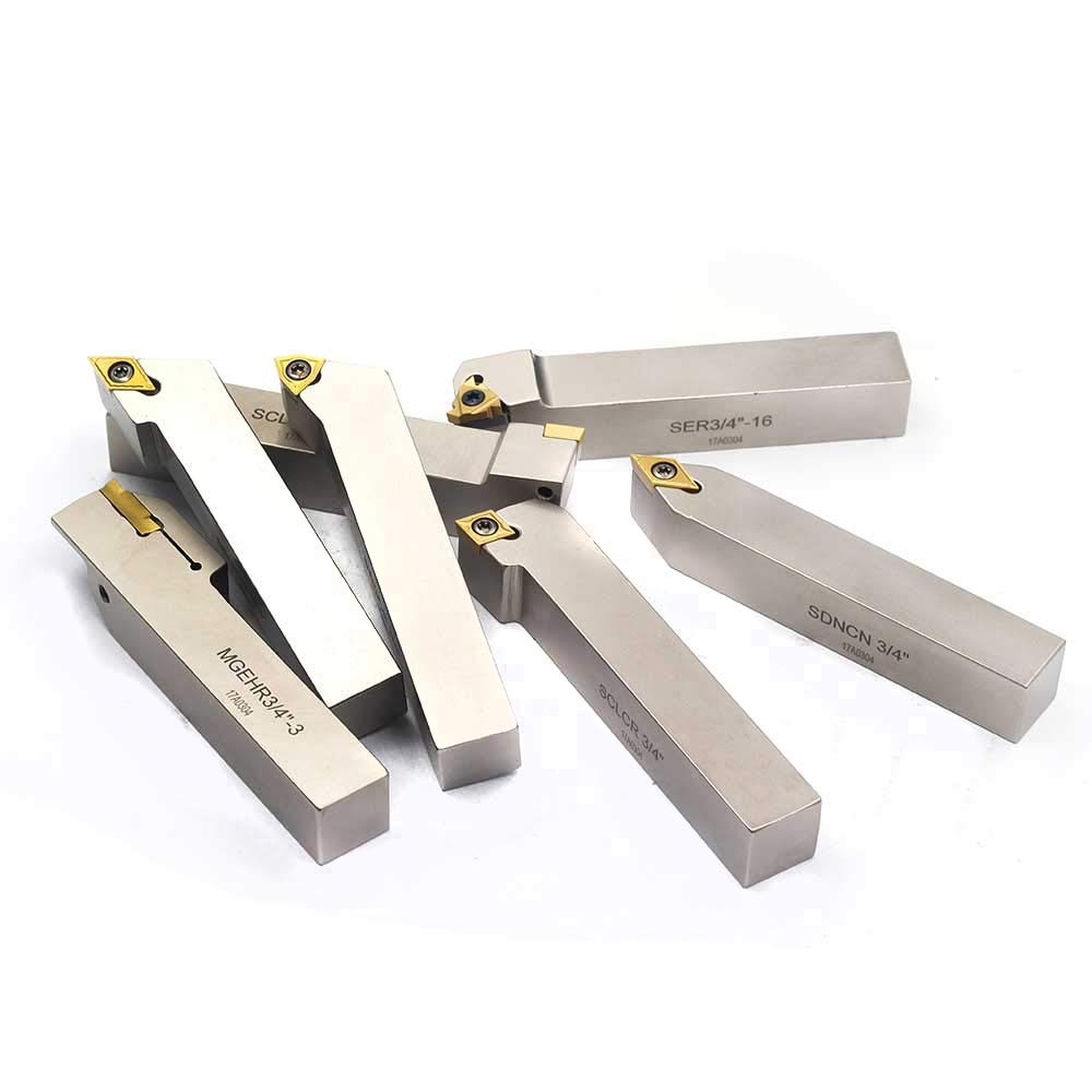 OSCARBIDE Nickel Plated Indexable Lathe Turning Tool Holder 3/4"Shank 7 Pieces/Set,CNC Heavy-Duty Metal Lathe Tools for Turning Grooving Threading OSCARBIDE