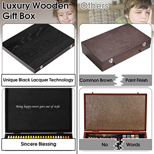 Oil Pastels, 100 Pieces Deluxe Wooden Pastels Art Supplies Set with Blessing, 3-Color Sketch Pad Included, Creative Gift Box for Kids Artists Adults VigorFun