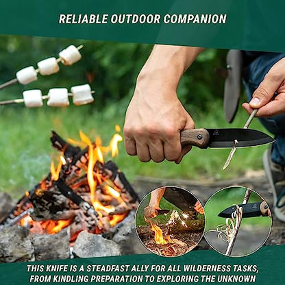 BeaverCraft Bushcraft Knife Full Tang Survival Knife with Leather Sheath Campcraft Carbon Steel Knife, Small Bushcraft EDC Fixed Blade Knife, Bush - WoodArtSupply