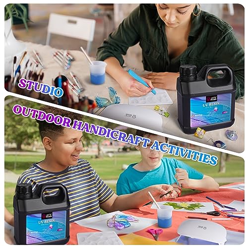 LET'S RESIN UV Resin, Upgraded 1,000g Crystal Clear UV Resin Hard, Low Odor Ultraviolet Epoxy Resin, UV Light Cure Solar Sunlight Activated Glue for LET'S RESIN