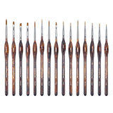 Transon Artist Detail Paint Brushes with Case 15pces for Model Miniature Painting, Nylon, Dark Brown TRANSON