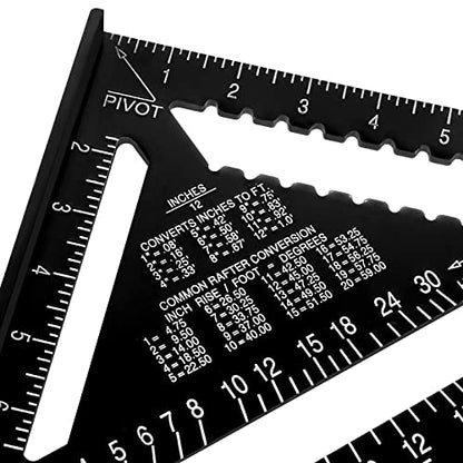 Beslands Aluminum 12-inch Rafter Square Carpenter Measuring Layout Tool Alloy Metal Triangle Ruler Protractor for Woodworking and Carpentry - WoodArtSupply